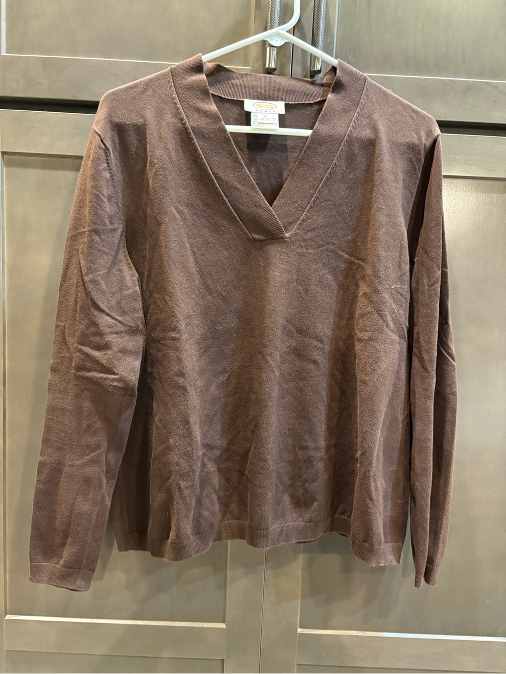 Talbots Brown V-Neck Long Sleeve Sweater, 1X